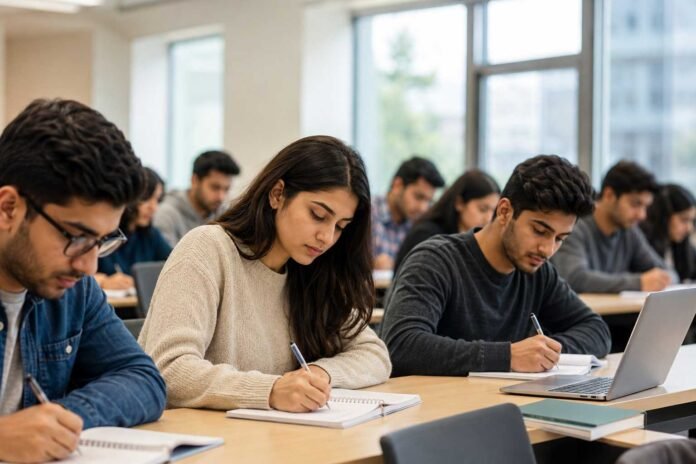 Students attend a university technology lab as experts discuss lessons from China’s higher education reforms for Pakistan.