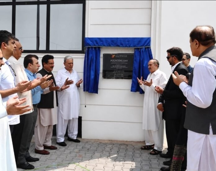 KP Education Minister Arshad Ayub Khan visits the newly established Sapphire International School in Peshawar and reviews its academic and sports facilities.
